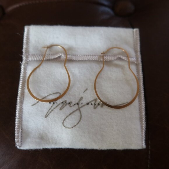 $695 Melissa Joy Manning 14K yellow gold 1 3/4" dangle hoop earrings MJM light! - Picture 6 of 15